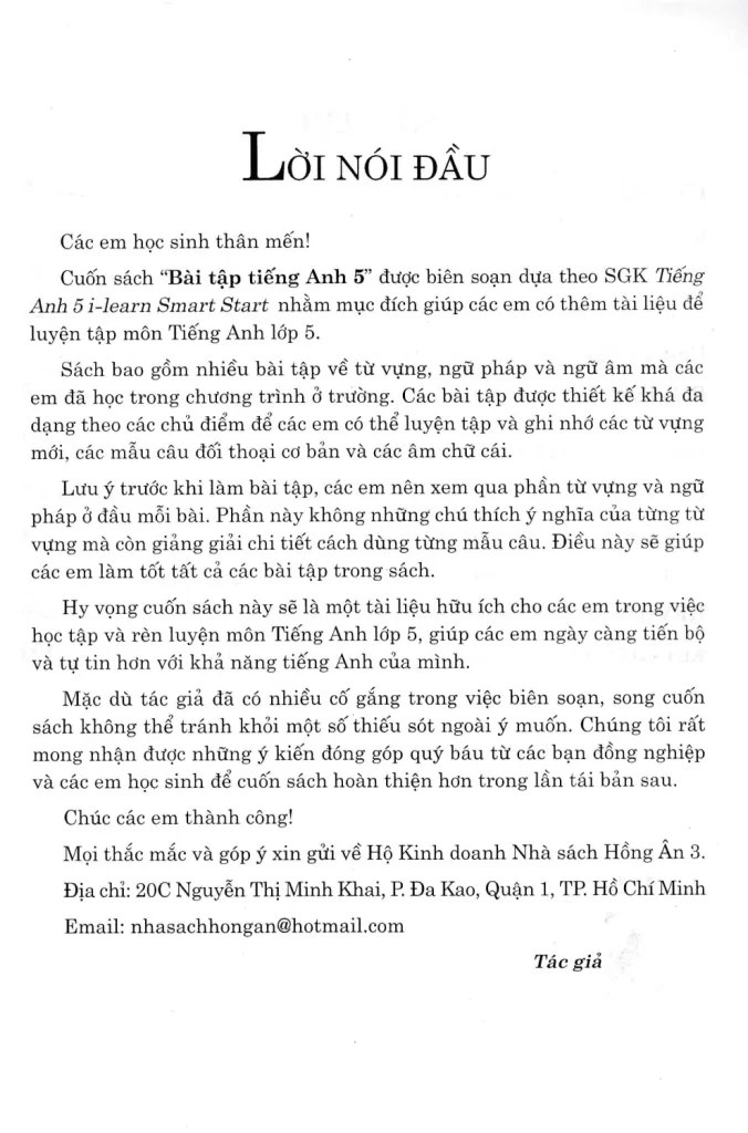 BÀI TẬP TIẾNG ANH LỚP 5 - CÓ ĐÁP ÁN (Bám sát SGK i-learn Smart Strar 5)